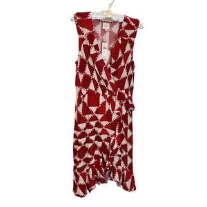 Plenty by Tracy Reese Wrap Mini Dress Size S Red Geometric Print Sleeveless NEW